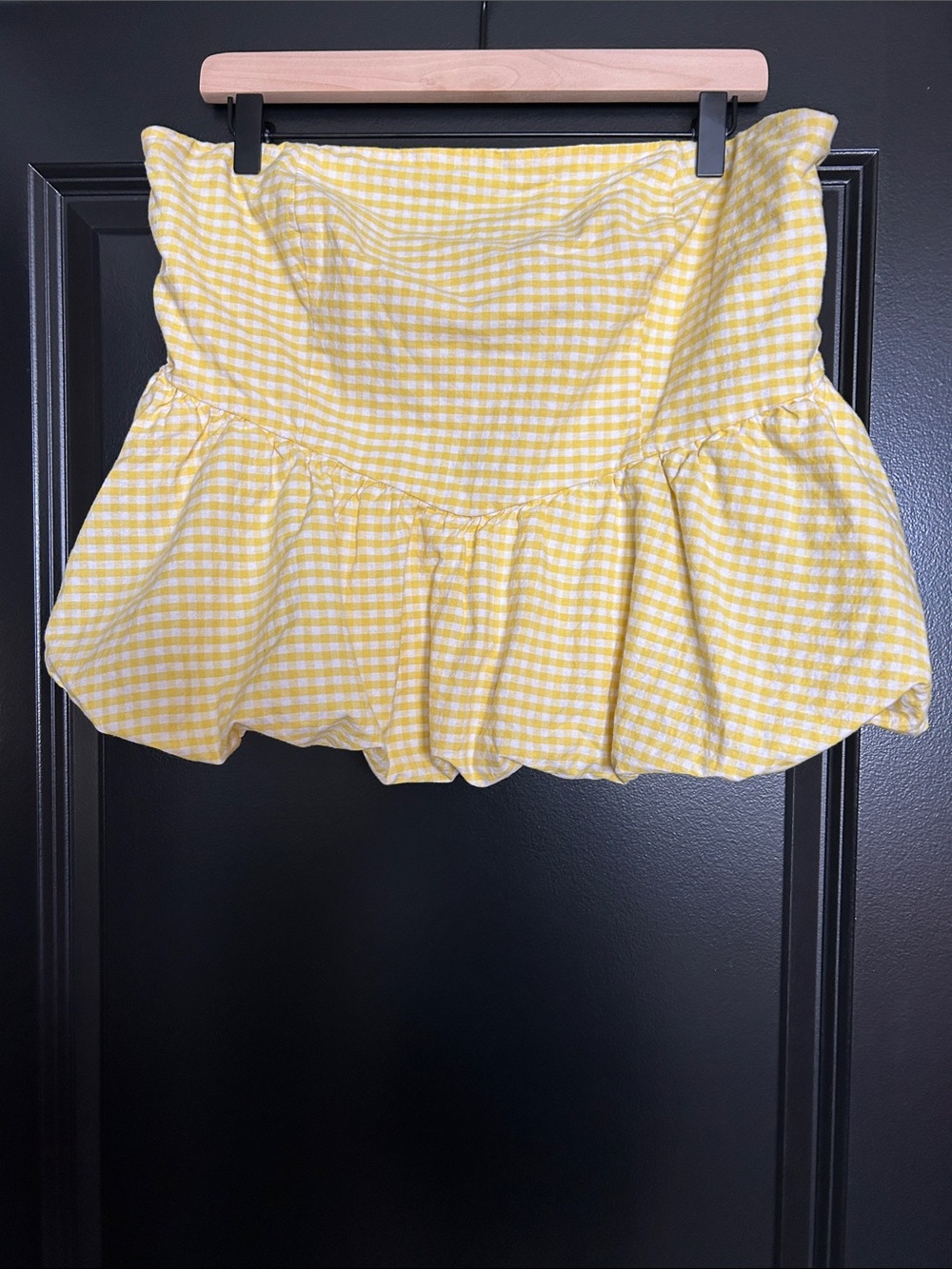 Dakota blue Yellow Gingham Ruffle crop top size XL